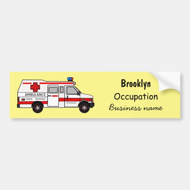 Ambulance cartoon illustration bumper sticker (Front)
