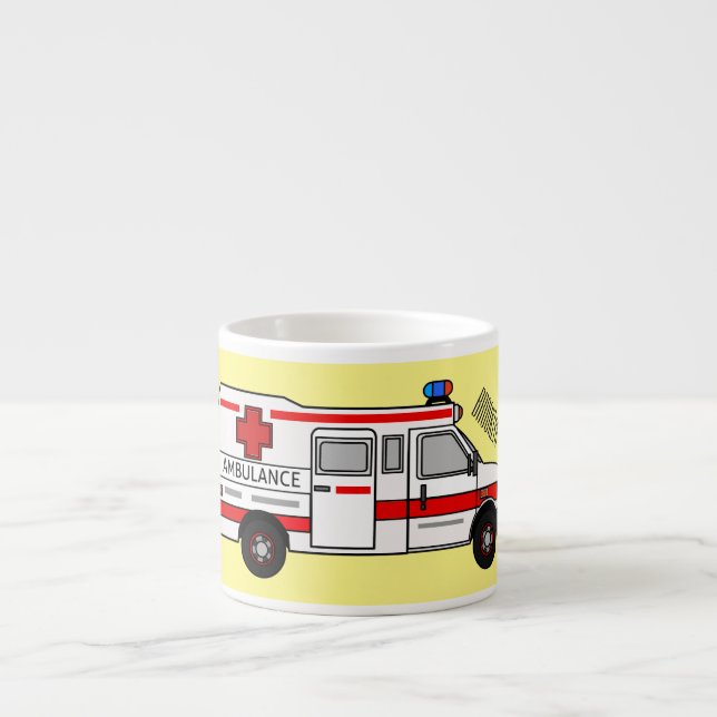 Ambulance cartoon illustration espresso cup (Front)