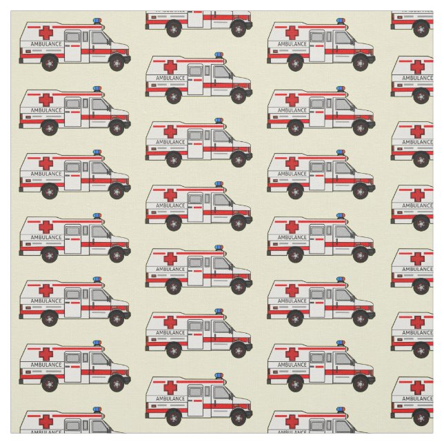 Ambulance cartoon illustration fabric (Swatch)