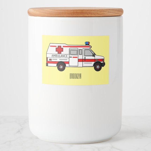 Ambulance cartoon illustration food label (Front)