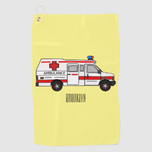 Ambulance cartoon illustration golf towel