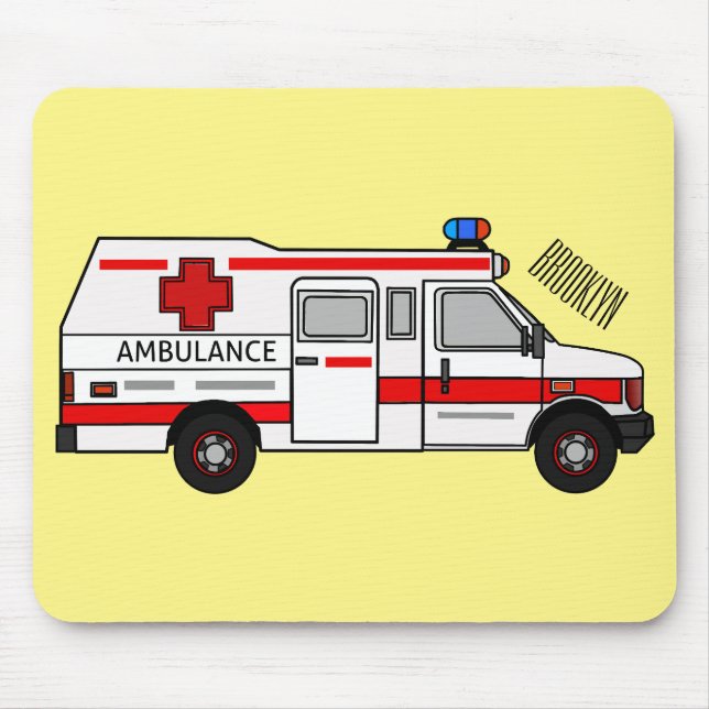 Ambulance cartoon illustration mouse mat (Front)