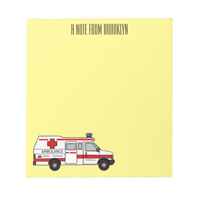 Ambulance cartoon illustration notepad (Front)