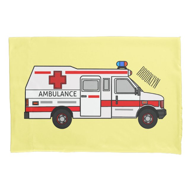 Ambulance cartoon illustration pillowcase (Front)