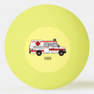 Ambulance cartoon illustration ping pong ball