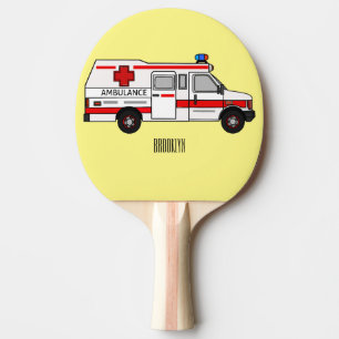 Ambulance cartoon illustration ping pong paddle