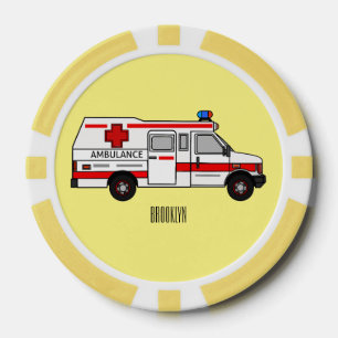 Ambulance cartoon illustration poker chips
