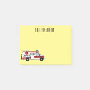 Ambulance cartoon illustration post-it notes