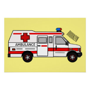 Ambulance cartoon illustration poster