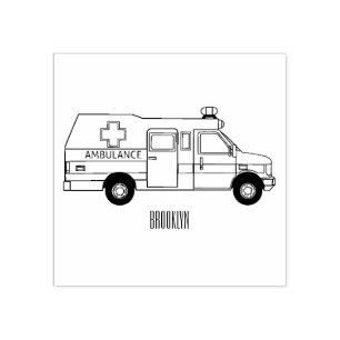 Ambulance cartoon illustration rubber stamp