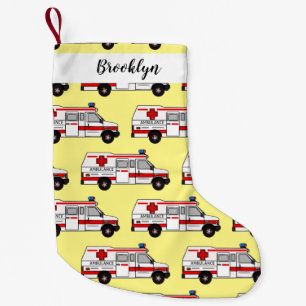 Ambulance cartoon illustration small christmas stocking
