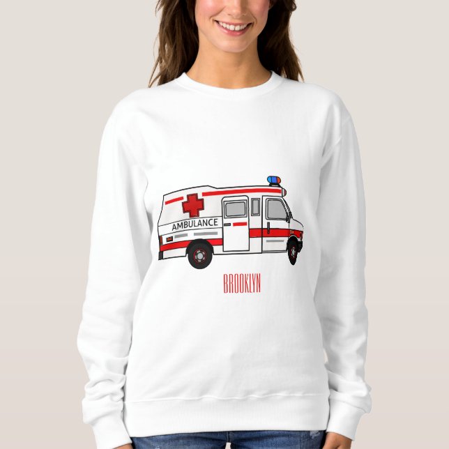 Ambulance cartoon illustration sweatshirt (Front)