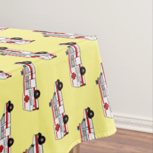 Ambulance cartoon illustration tablecloth