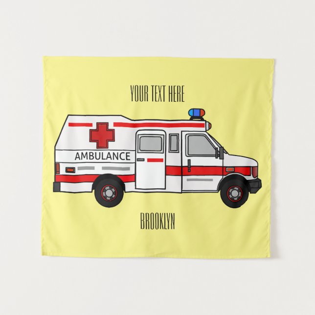 Ambulance cartoon illustration tapestry (Front (Horizontal))