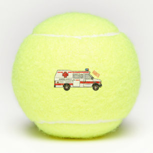 Ambulance cartoon illustration tennis balls
