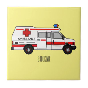 Ambulance cartoon illustration tile