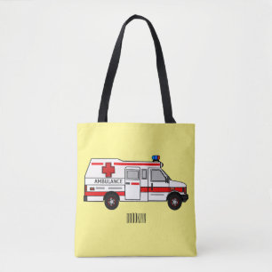 Ambulance cartoon illustration tote bag
