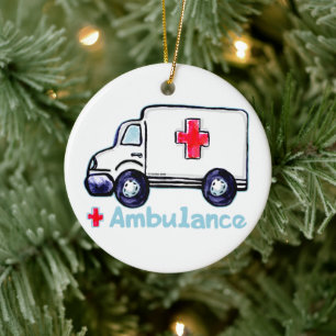Ambulance Ceramic Tree Decoration