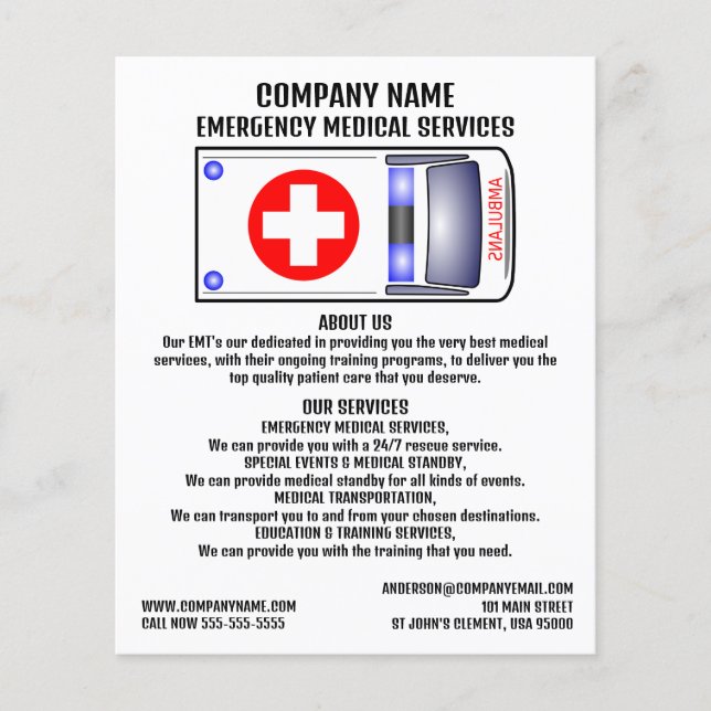 Ambulance Design, EMT, Paramedic Flyer (Front)
