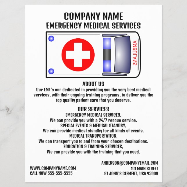 Ambulance Design, EMT, Paramedic Flyer (Front)