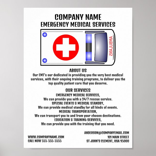 Ambulance Design, EMT, Paramedic Poster (Front)