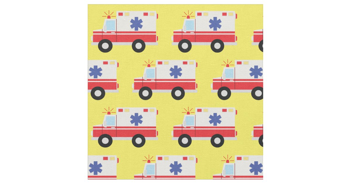 Ambulance EMT Emergency Vehicles Fabric | Zazzle