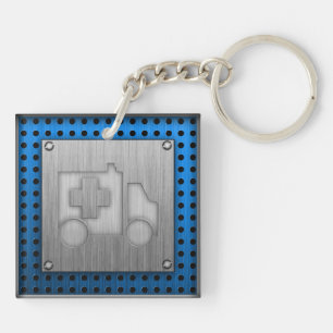 Ambulance; Metal-look Key Ring