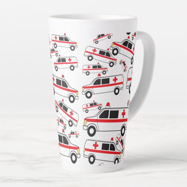 Ambulance Pattern Latte Mug (Right Angle)