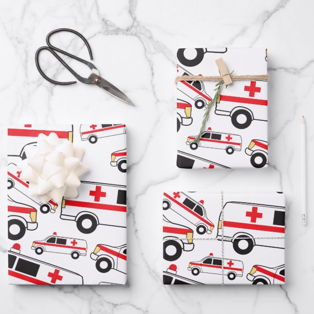 Ambulance Pattern Wrapping Paper Sheet (Front)