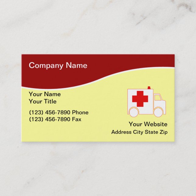Ambulance Service Business Cards (Front)