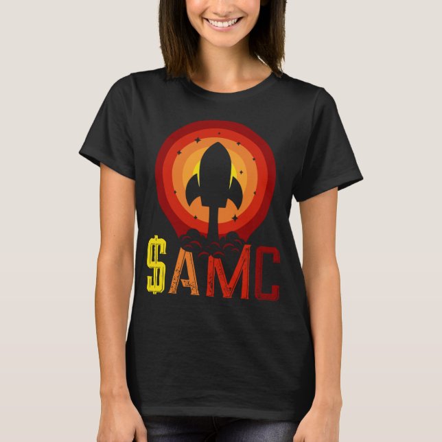 $AMC Funny Stocks Rocket Stonk Trading T-Shirt (Front)