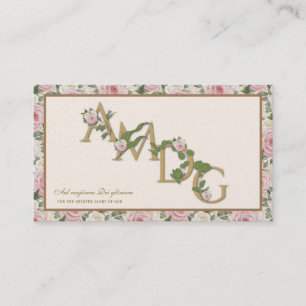 AMDG Catholic St. Ignatius Religious Prayer Roses Place Card