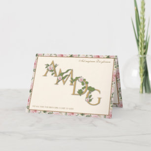 AMDG Religious Vintage Floral Catholic prayer Note Card