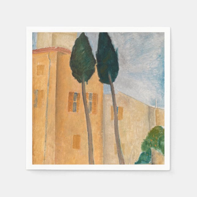 Amedeo Modigliani - Cypresses and Houses at Cagnes Napkin (Front)