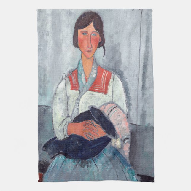 Amedeo Modigliani - Gypsy Woman with Baby Tea Towel (Vertical)