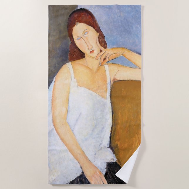 Amedeo Modigliani - Jeanne Hebuterne Beach Towel (Front)