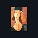 Amedeo Modigliani - Jeanne Hebuterne in Large Hat Canvas Print<br><div class="desc">Portrait of Jeanne Hebuterne in a Large Hat / Jeanne Hebuterne au grand chapeau - Amedeo Modigliani,  Oil on Canvas,  1918</div>