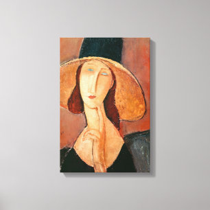 Amedeo Modigliani - Jeanne Hebuterne in Large Hat Canvas Print
