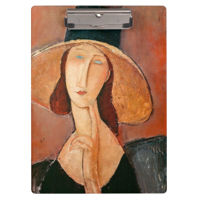 Amedeo Modigliani - Jeanne Hebuterne in Large Hat Clipboard (Front)