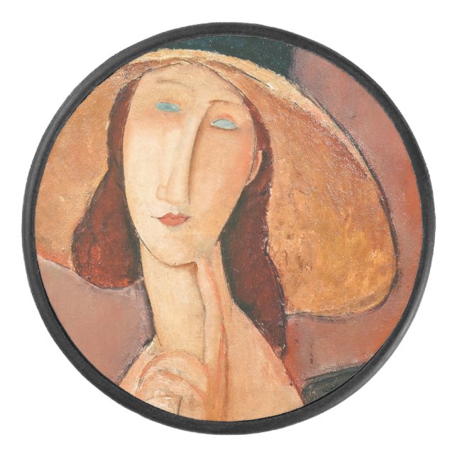Amedeo Modigliani - Jeanne Hebuterne in Large Hat Hockey Puck (Front)