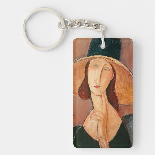 Amedeo Modigliani - Jeanne Hebuterne in Large Hat Key Ring (Front)