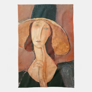 Amedeo Modigliani - Jeanne Hebuterne in Large Hat Tea Towel