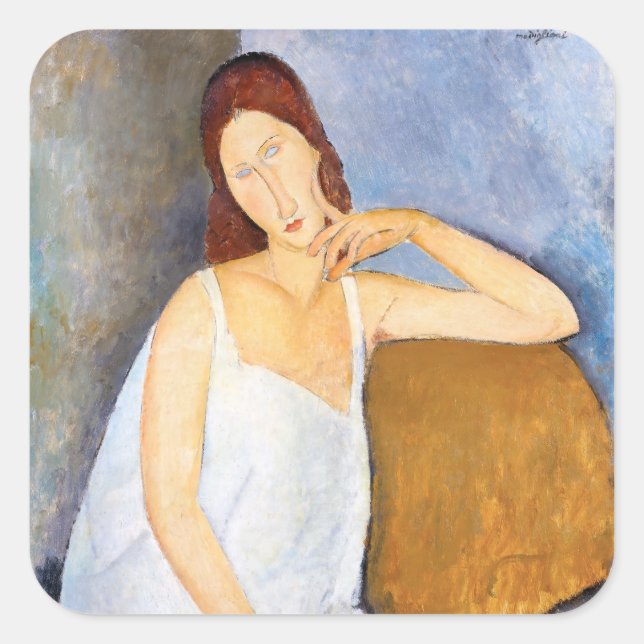 Amedeo Modigliani - Jeanne Hebuterne Square Sticker (Front)