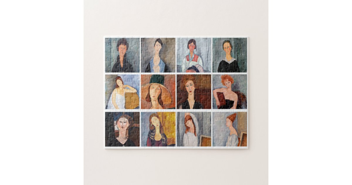 Modigliani Colage Amedeo Modigliani - Masterpieces Collage Jigsaw Puzzle | Zazzle