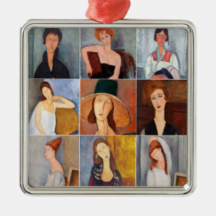 Amedeo Modigliani - Masterpieces Collage Metal Tree Decoration