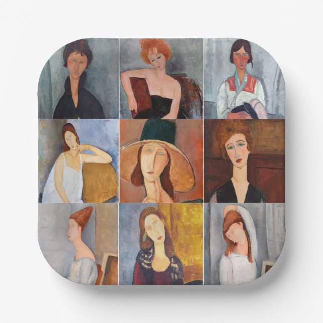 Amedeo Modigliani - Masterpieces Collage Paper Plate (Front)