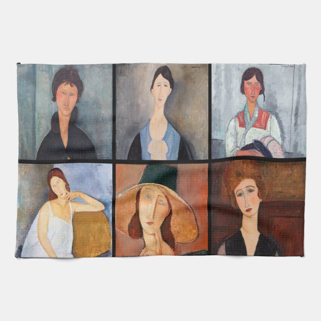 Amedeo Modigliani - Masterpieces Collage Tea Towel (Horizontal)