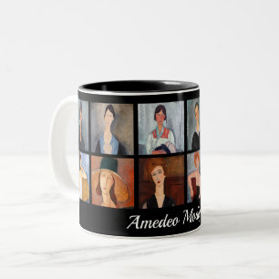 Amedeo Modigliani - Masterpieces Collage Two-Tone Coffee Mug