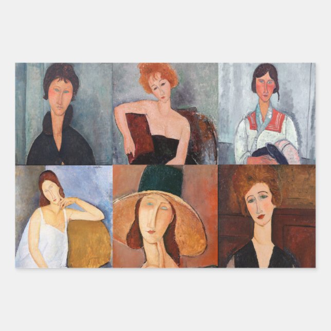 Amedeo Modigliani - Masterpieces Collage Wrapping Paper Sheet (Front)