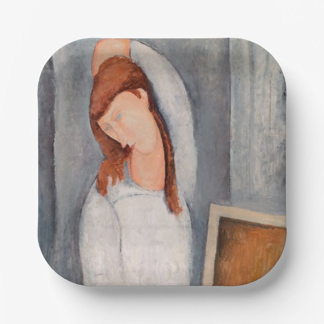 Amedeo Modigliani - Portrait Jeanne Hebuterne #1 Paper Plate (Front)